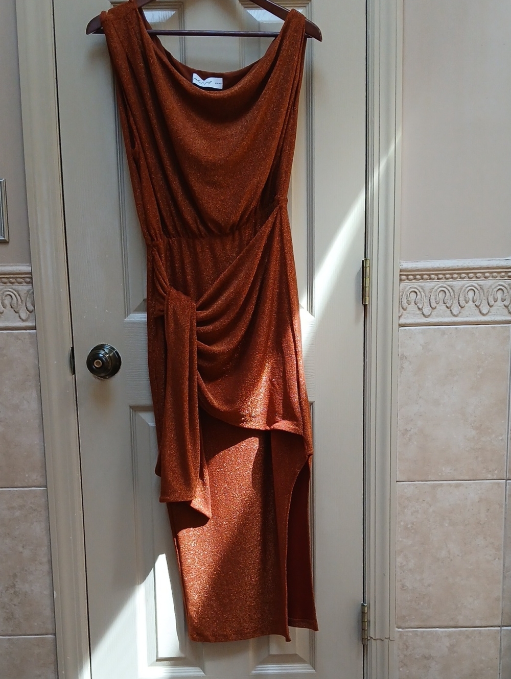 Draped Brown Midi Dress Like New